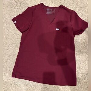 Figs Caterina Scrub Top- Burgundy